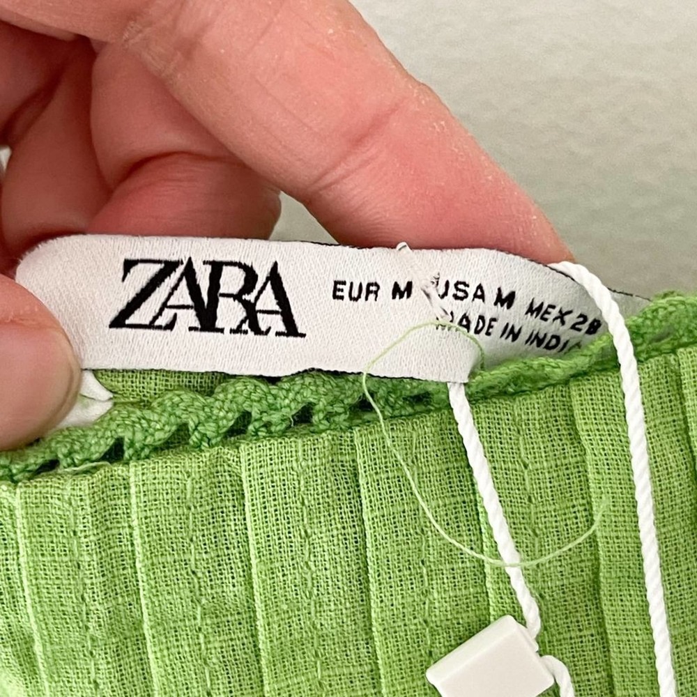 ZARA Lime Green Eyelet Cutwork Embroidery Maxi Dress - Picture 10 of 11